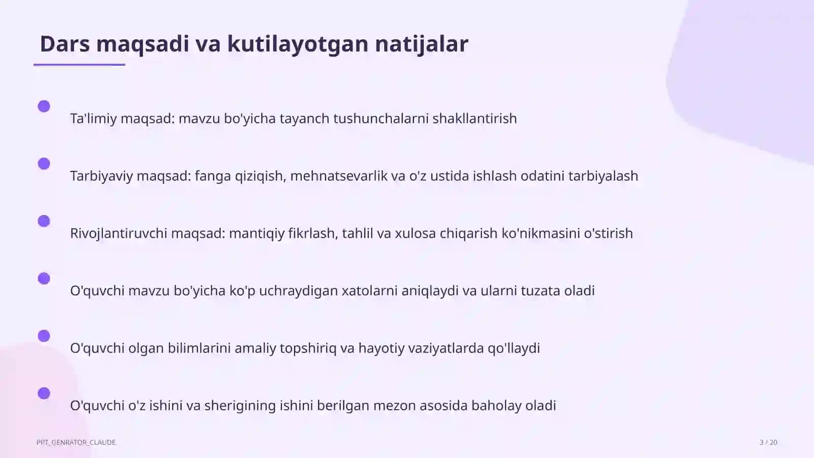 Ingliz tili (1–11) — takrorlash darsi uchun 3