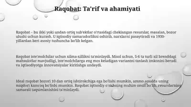 Raqobat va uning iqtisodiyotdagi roli 3