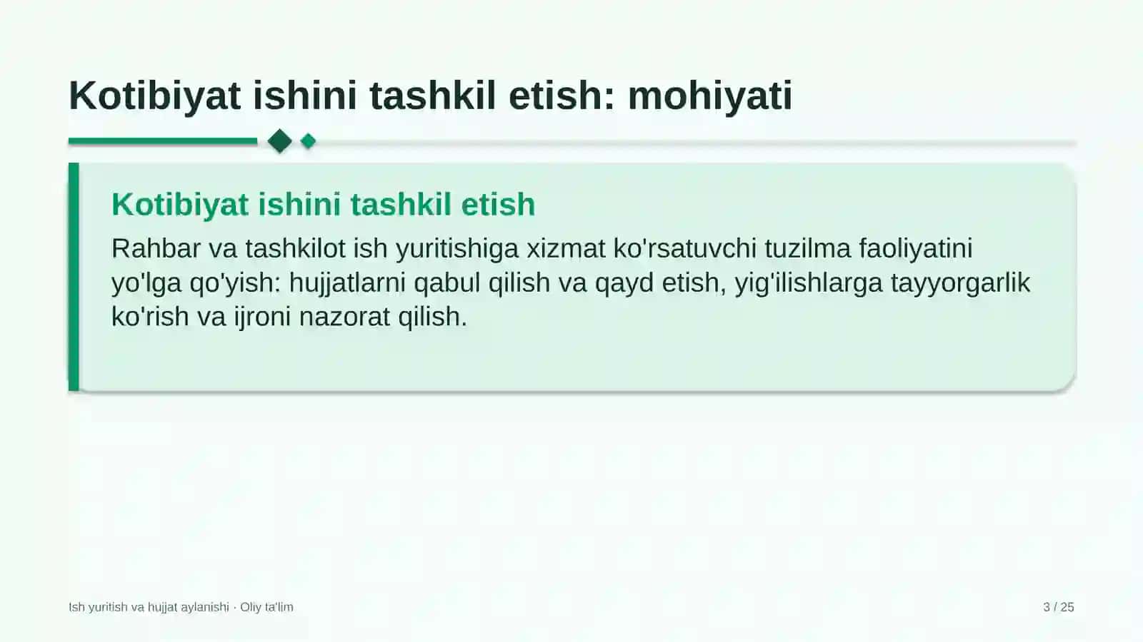 Kotibiyat ishini tashkil etish: mohiyati 3