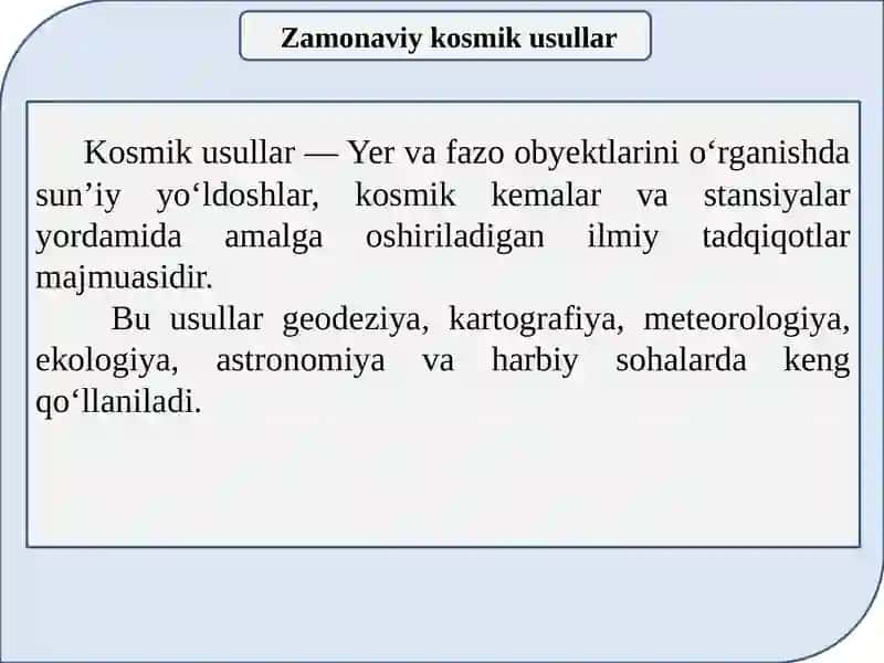 Zamonaviy kosmik usullar 3