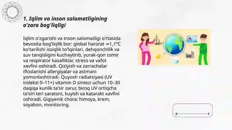Iqlim va inson salomatligi. Quyosh radiatsiyasi va uning gigiyenik ahamiyati 3