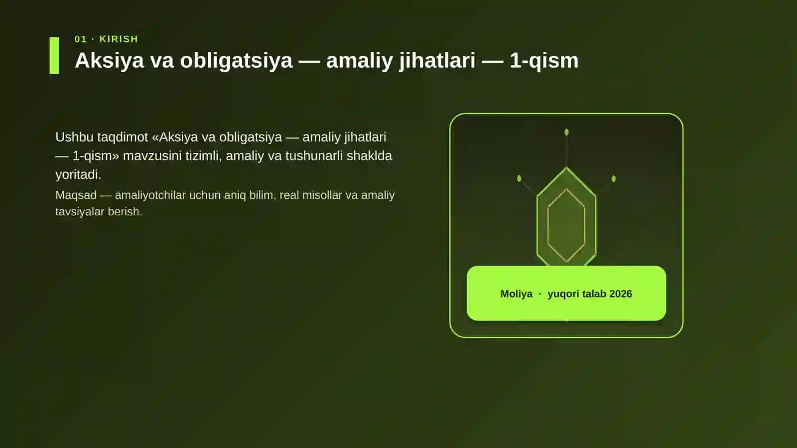 Aksiya va obligatsiya — amaliy jihatlari — 1-qism 3
