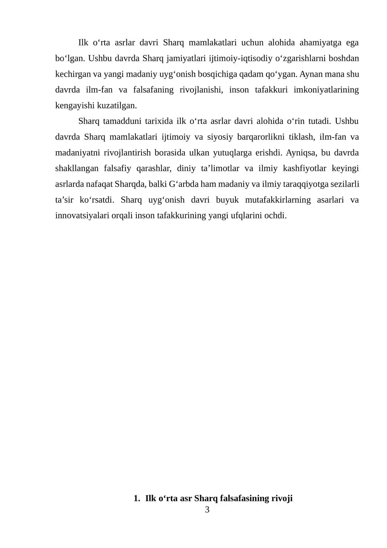 "Ilk o‘rta asr Sharq falsafasi va uyg‘onish davri" 3