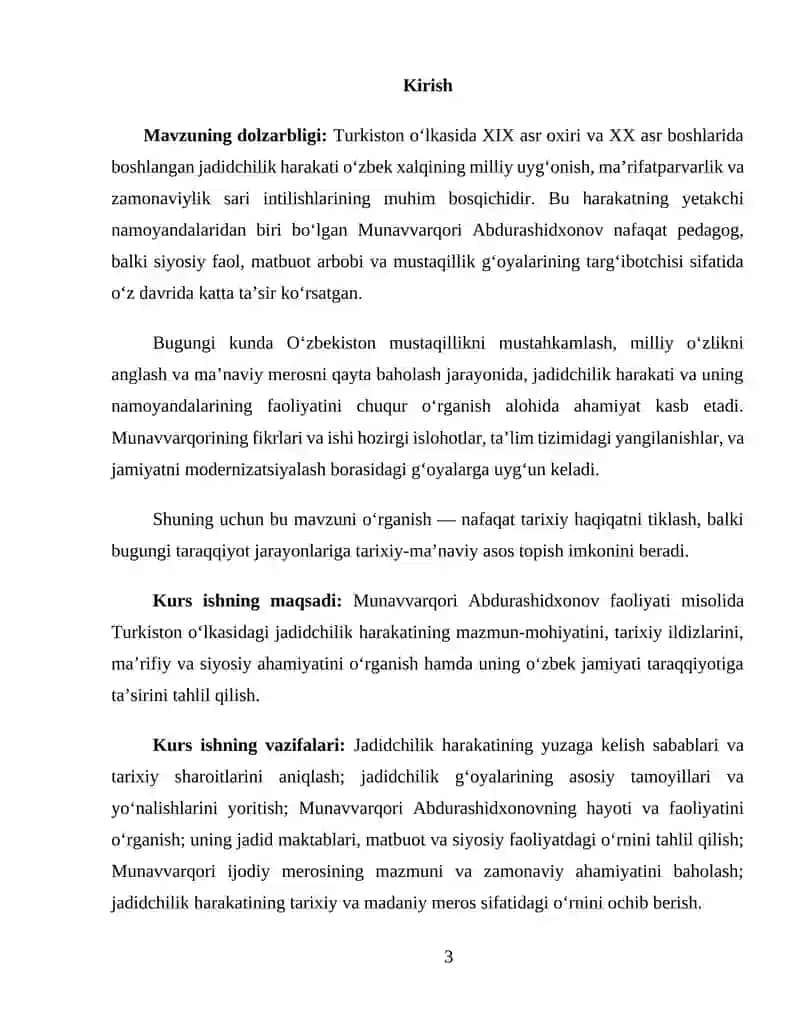 TURKISTON O’LKASI JADIDCHILIK HARAKATI NAMOYONDALARI FAOLIYATI (MUNAVVARQORI ABDURASHIDXONOV HAYOTI VA FAOLIYATI MISOLIDA) 3