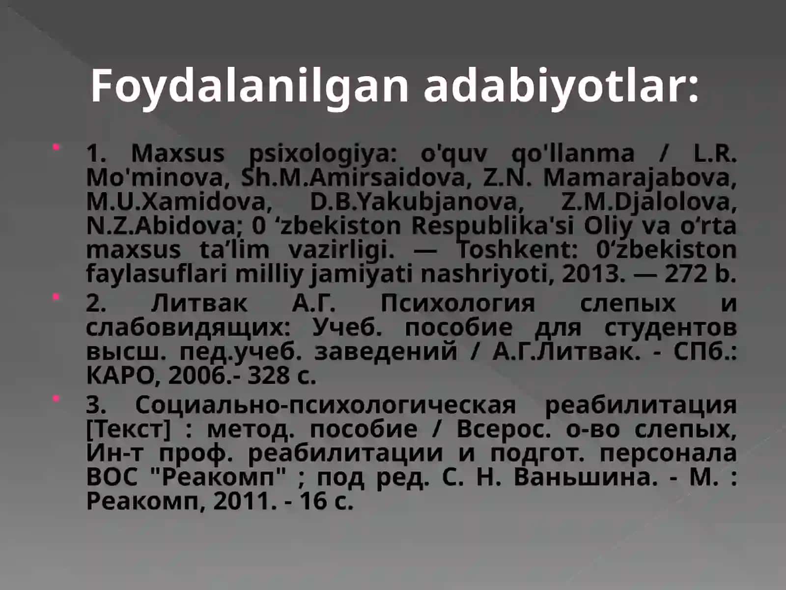 Ko’rvazaifko’ruvchilarning sezgisi 3