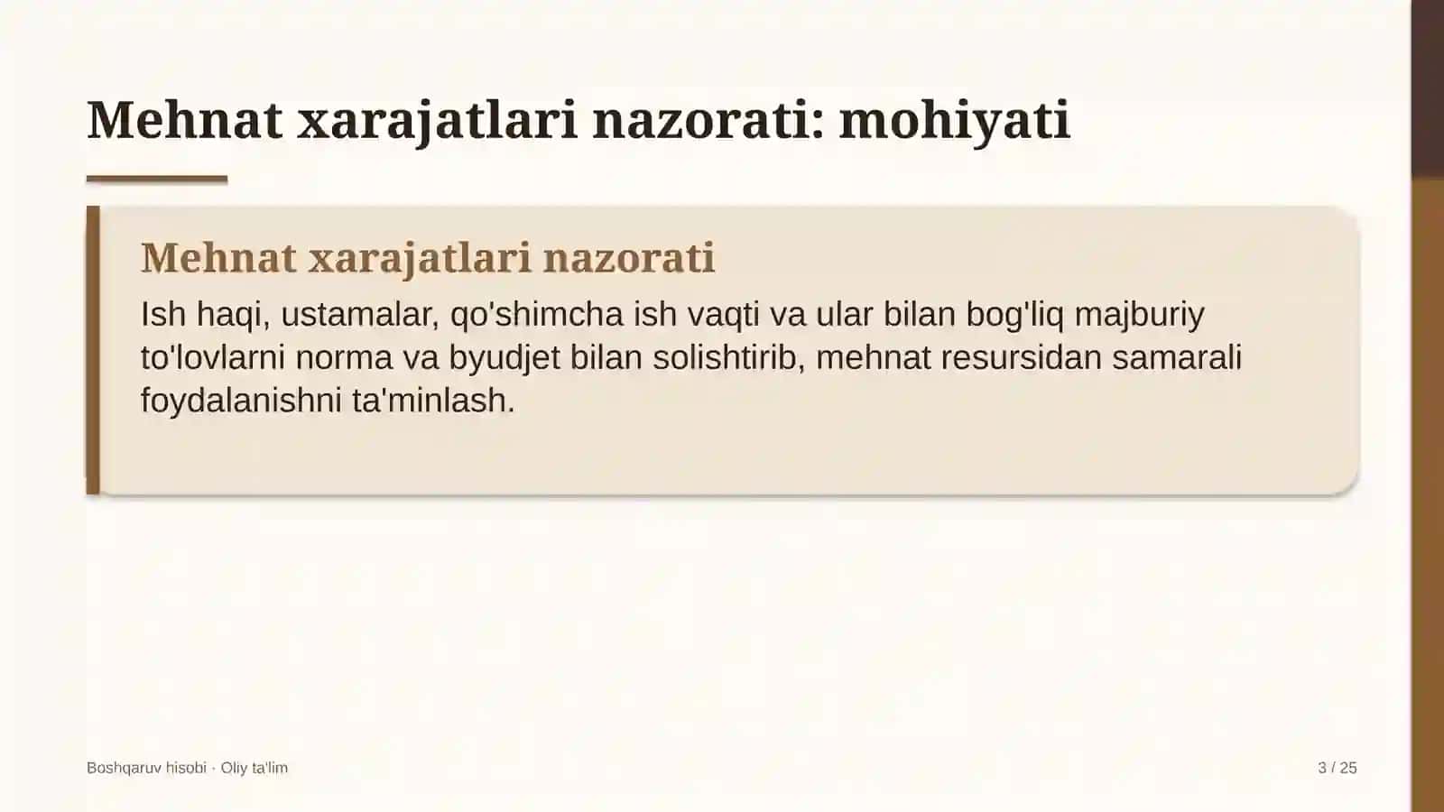 echkichilikda mehnat xarajatlarini nazorat qilish 3868 3