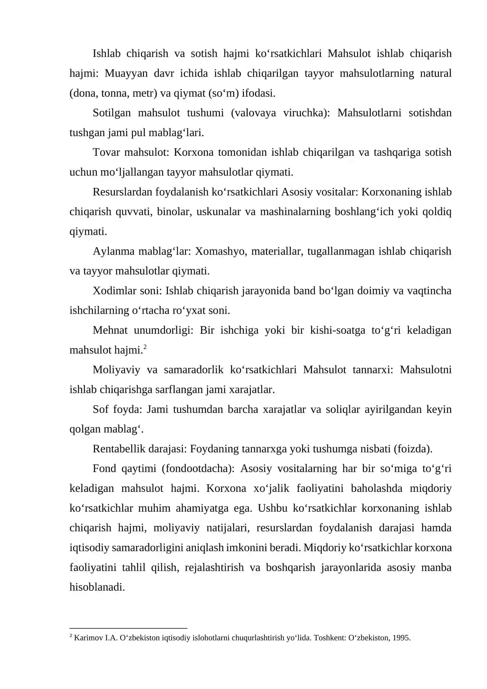 KORXONALARNING XO‘JALIK FAOLIYATINI IFODALOVCHI MIQDORIY KO‘RSATKICHLAR 3