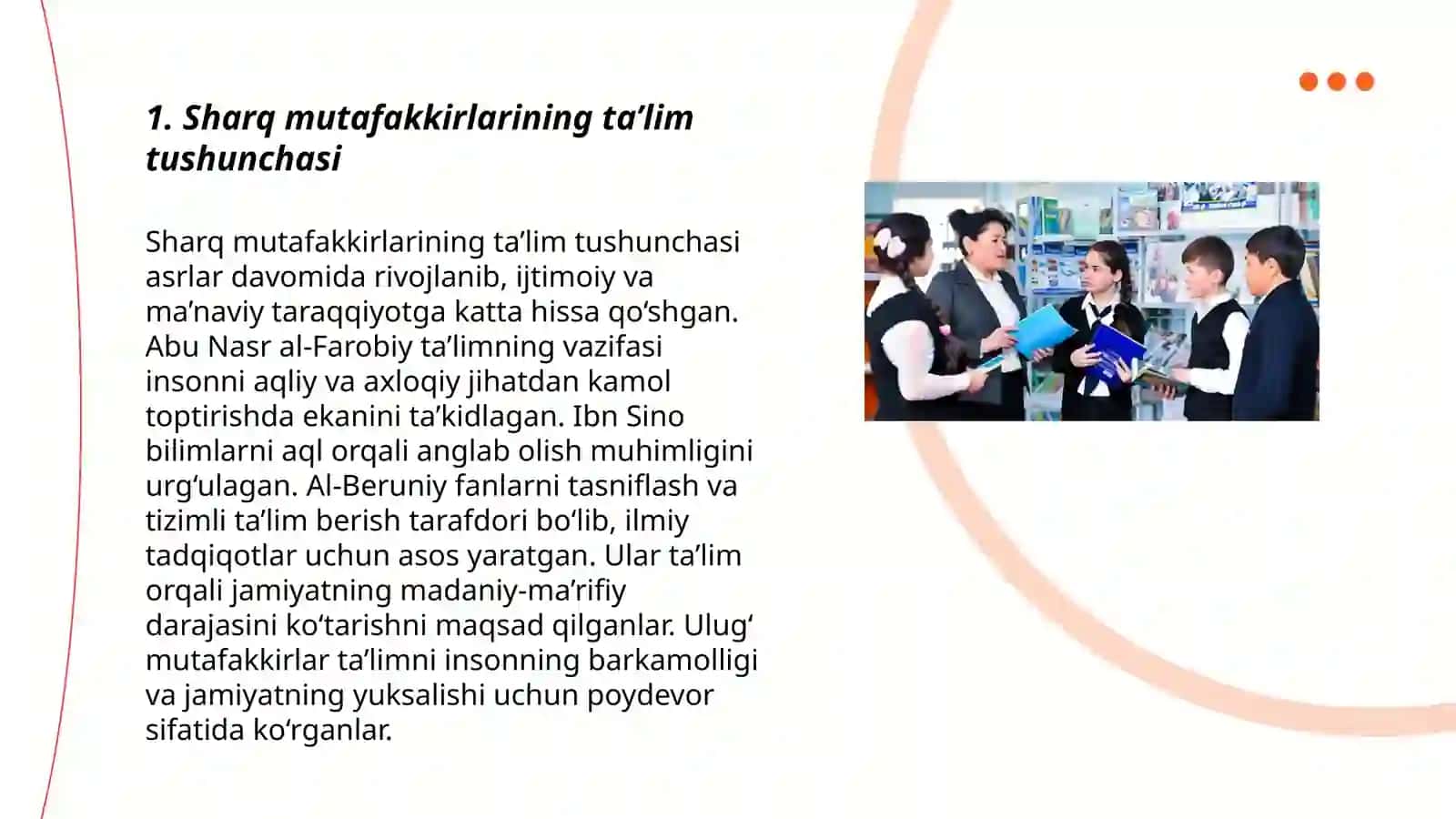 Sharq mutafakkirlarining ta’lim va tarbiya haqidagi pedagogik qarashlari 3