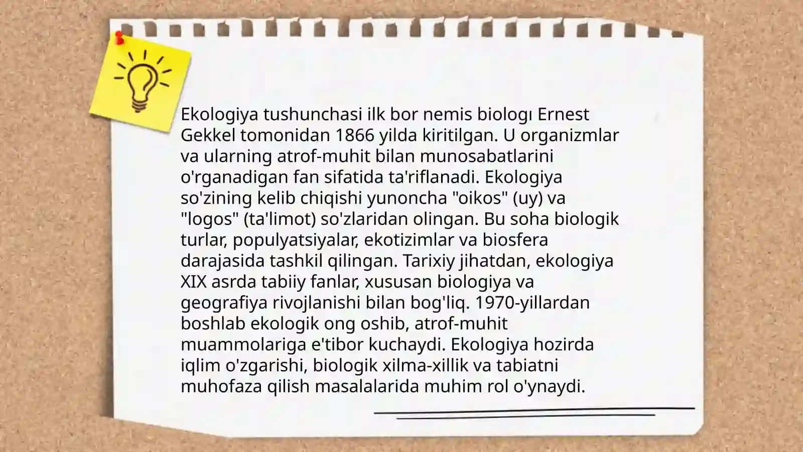 Ekologiya tushunchasi.Ekologik talim berish Davlat standartlari.Uzluksiz talimda ekologik ta'lim konsepsiyasi 3