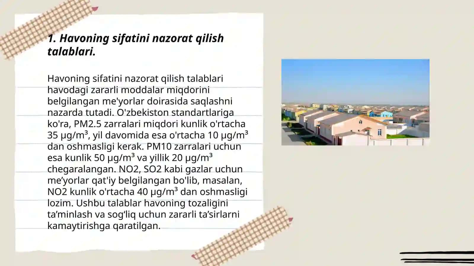 Zamonaviy turar-joylar va shaharlardagi yashash mavzelariga bo‘lgan gigiyenik talablar 3
