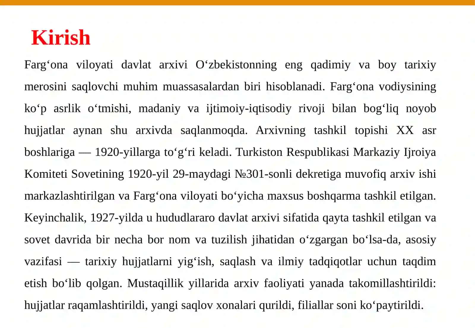 Farg‘ona viloyat davlat arxivining noshirlik ishlari 3