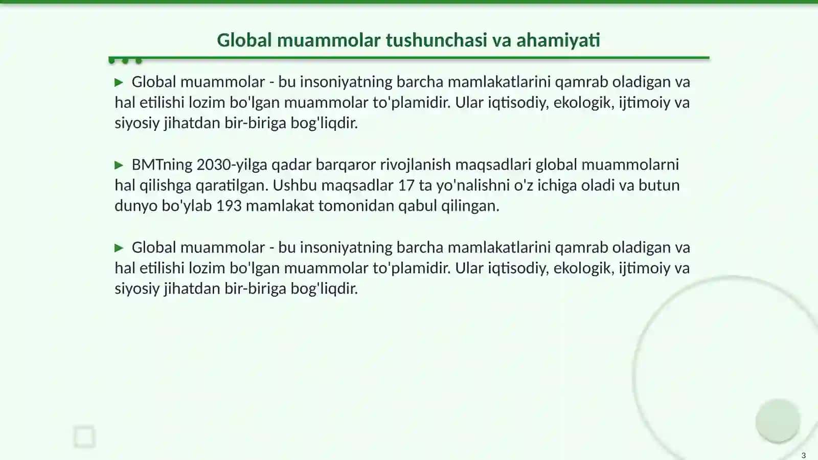 Insoniyatning global muammolari 3