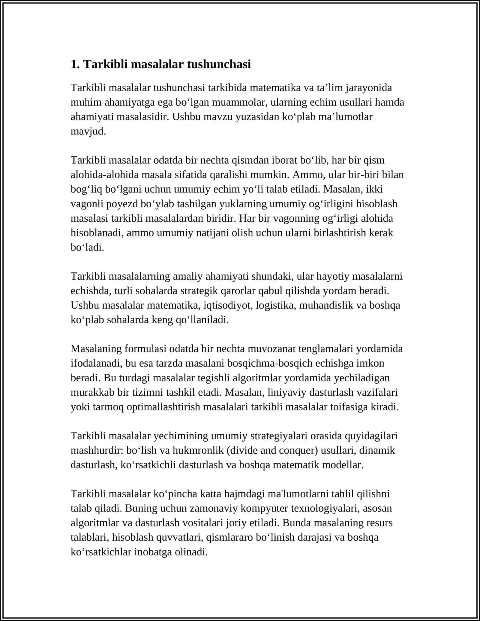 3-SINF OʻQUVCHILARINI TARKIBLI MASALALAR YECHISHGA OʻRGATISH METODIKASI 3