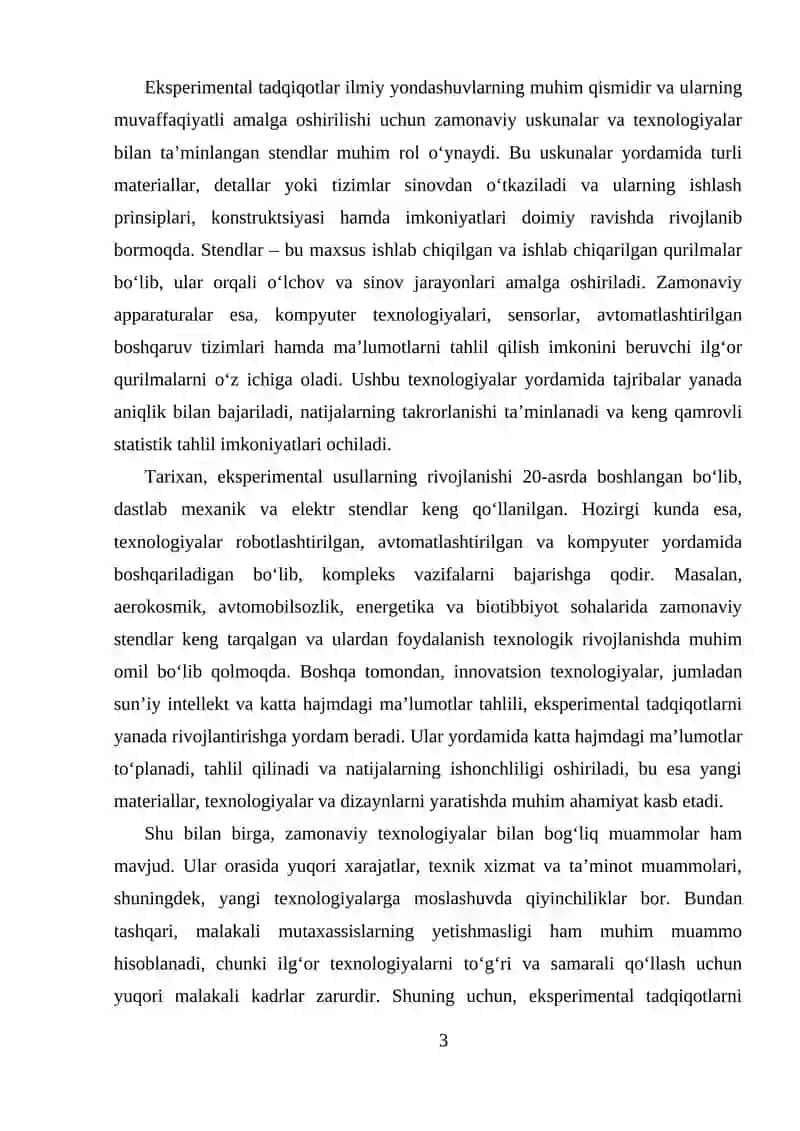 Eksperimental Tadqiqotlarni Bajarishda Qo‘llaniladigan Stendlar, Zamonaviy Apparaturalar va Boshqa Jihozlardan Foydalanish 3