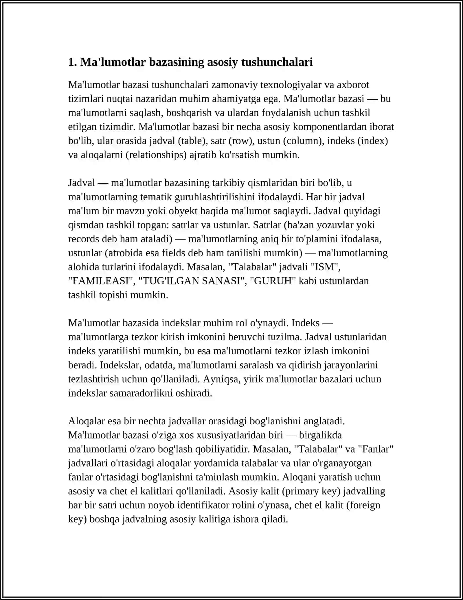 MA‘LUMOT BAZASINING ARXITEKTURASI VA UCH BOSQICHLI ARXITEKTURA 3