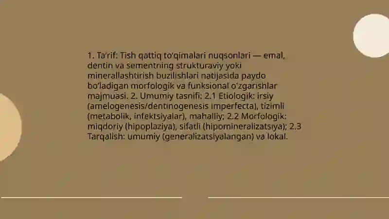 Tish qattiq to‘qimalari nuqsonlari 3