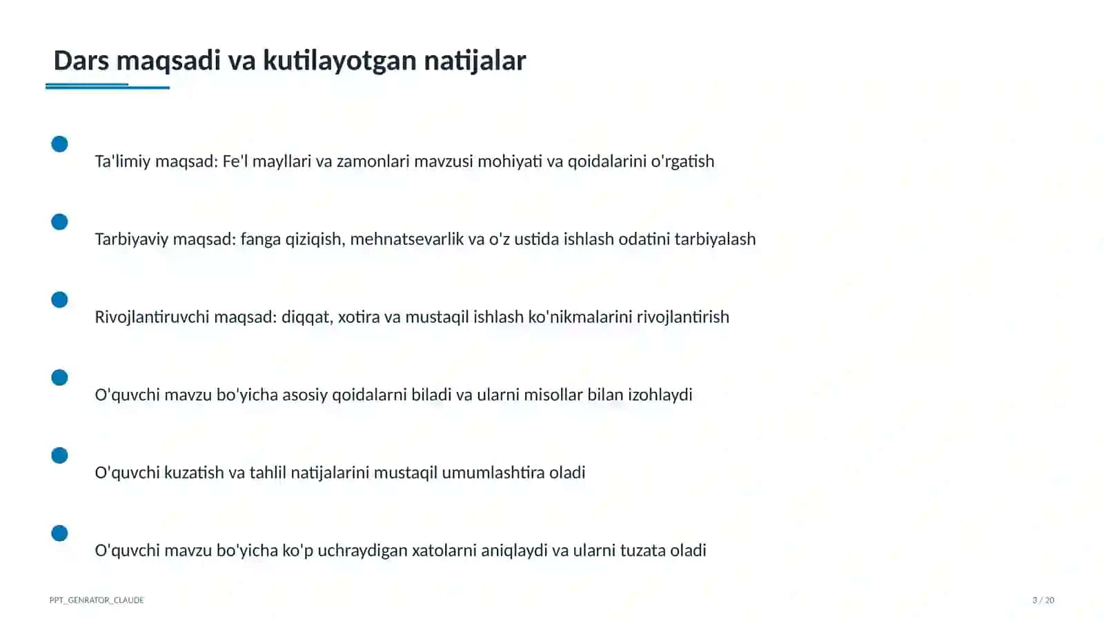 Fe'l mayllari va zamonlari (7-sinf) 3
