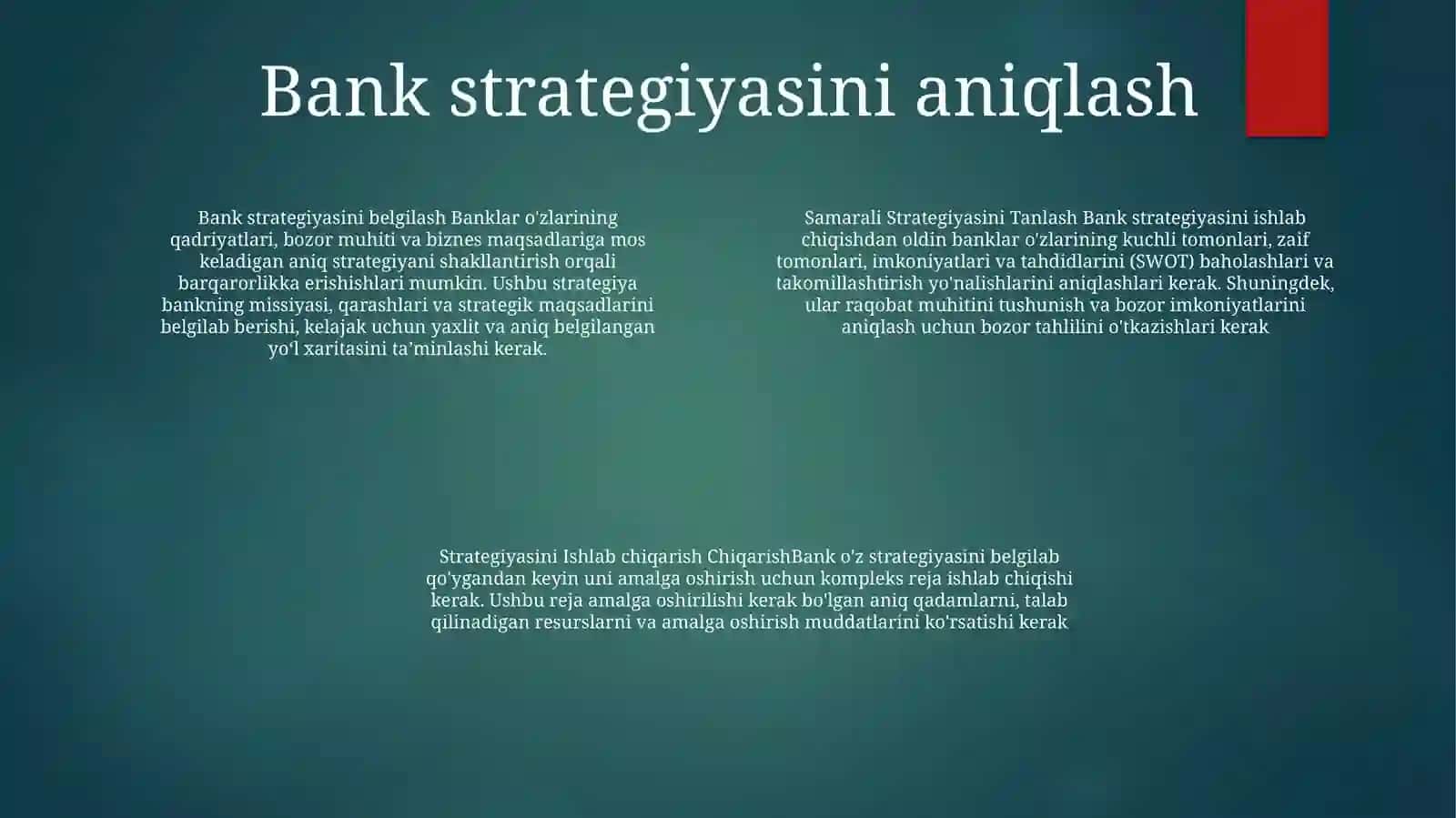 Bank Samarali Strategiyasini Tanlash Va Ishlab Chiqarish 3