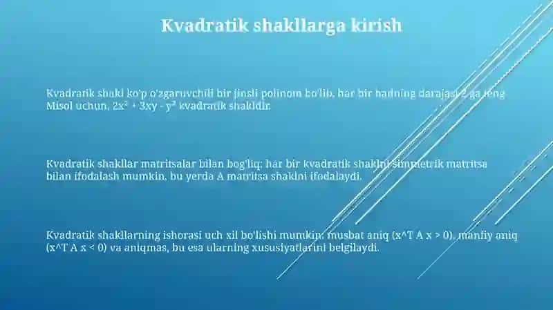 Kvadratik formalarning ta'rifi va asosiy tushunchalari 3