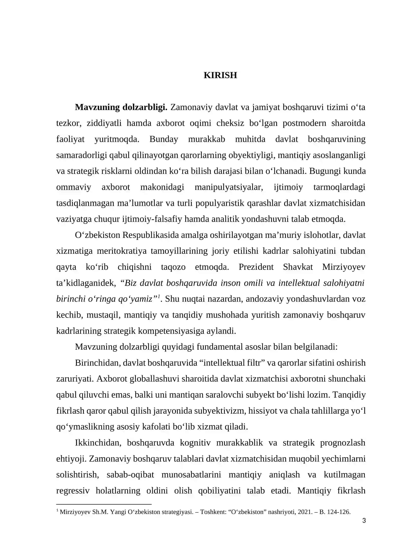 MANTIQIY VA TANQIDIY FIKRLASH – ZAMONAVIY DAVLAT XIZMATCHISINING ASOSIY KOMPETENSIYASI SIFATIDA 3