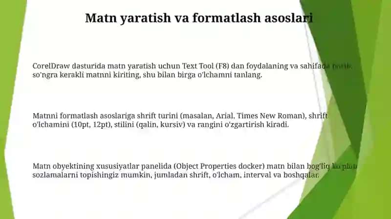 CorelDraw dasturida matn va konturlar bilan ishlash 3