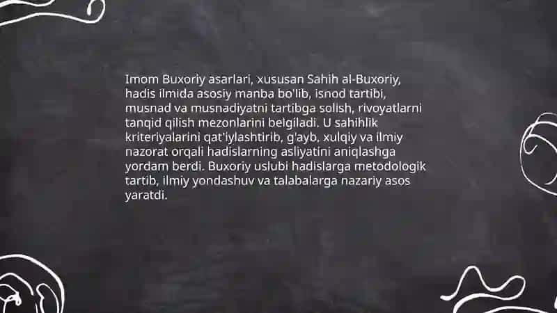 Imom Buxoriy va Imom Termiziyni hadis ilmiga qoshgan hissalari 3