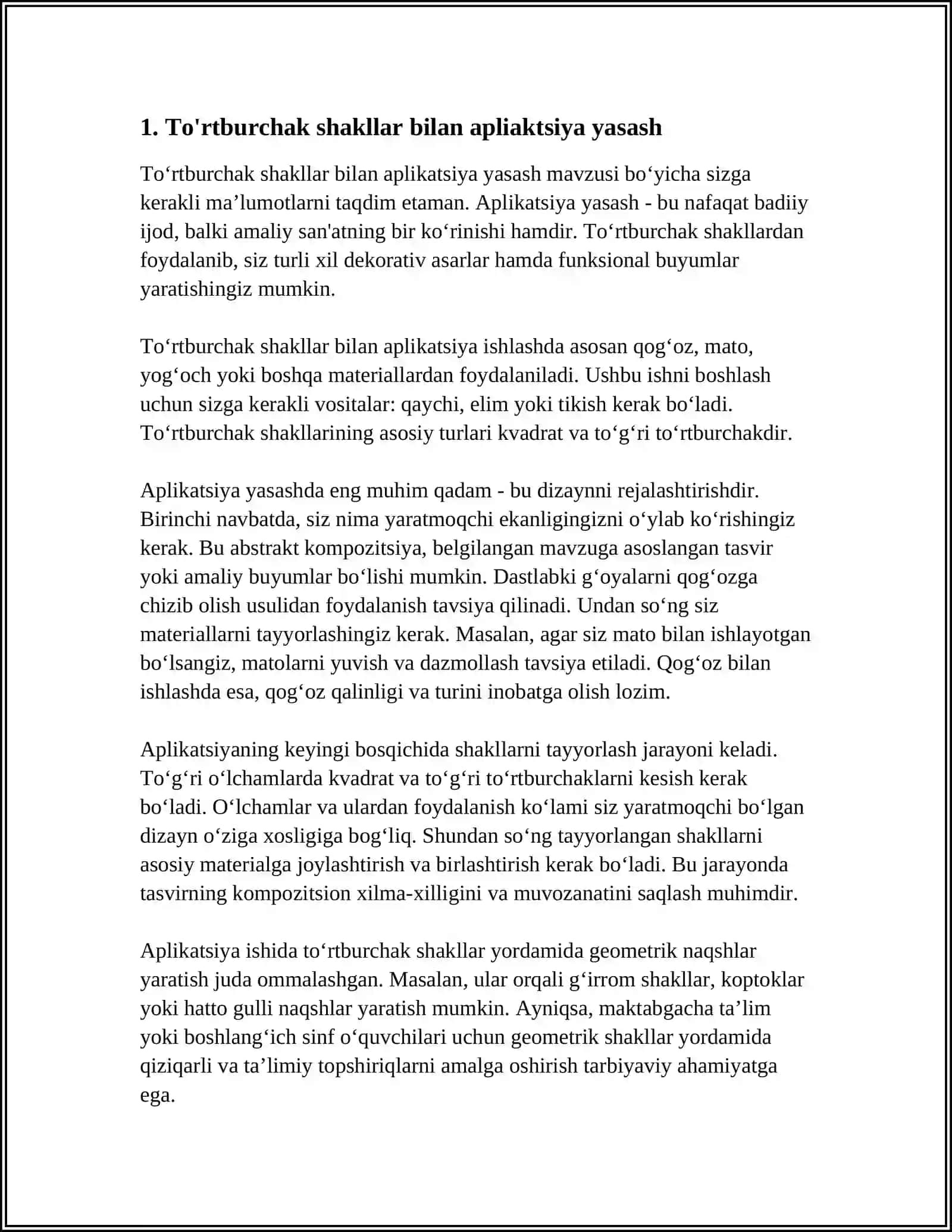 ODDIY GEOMETRIM SHAKLLAR VA ULARDAN APLIKATSIYA YASASH 3
