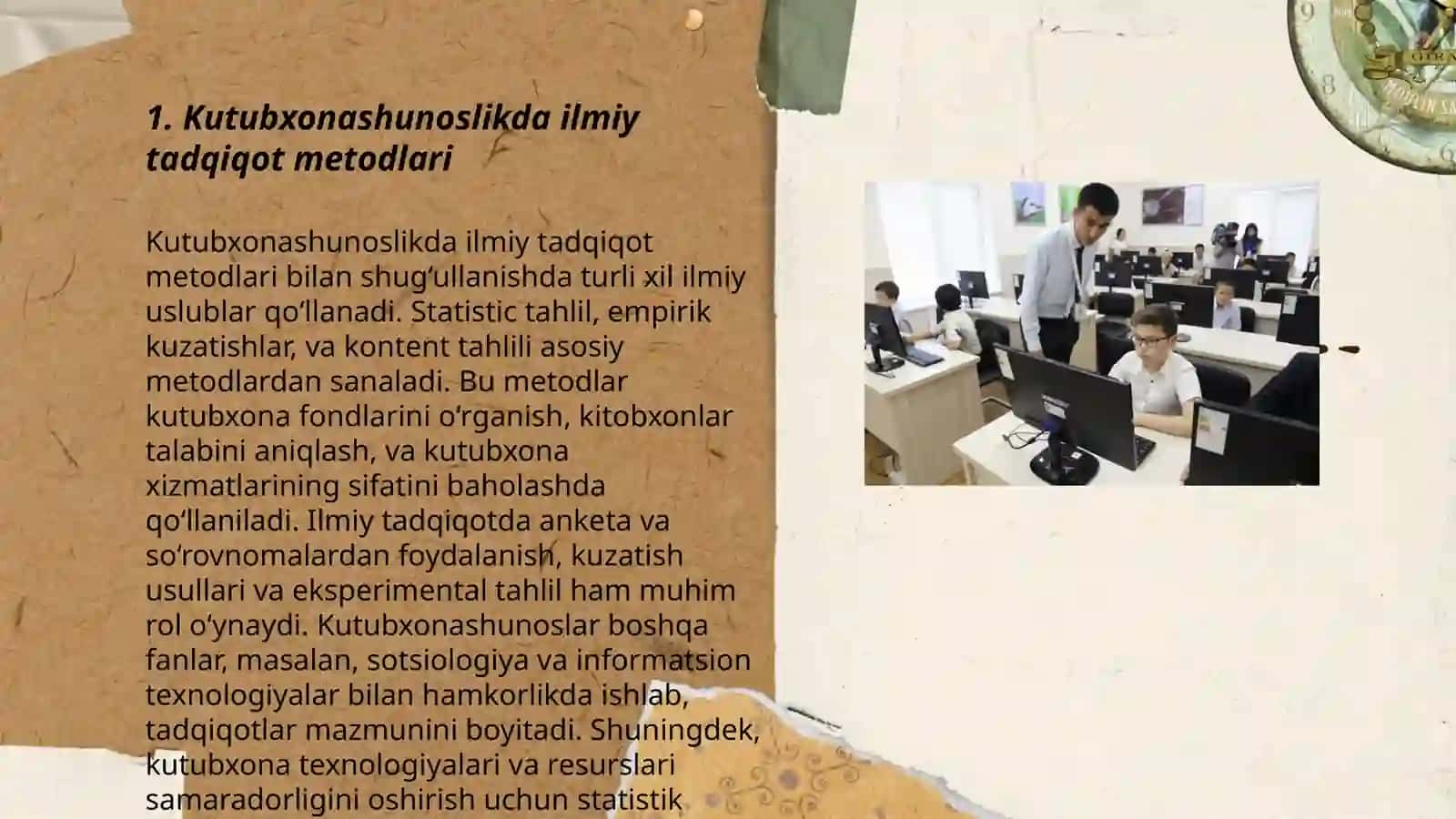 Kutubxonashunoslikka oid taqdidotlarni tashkil etish 3