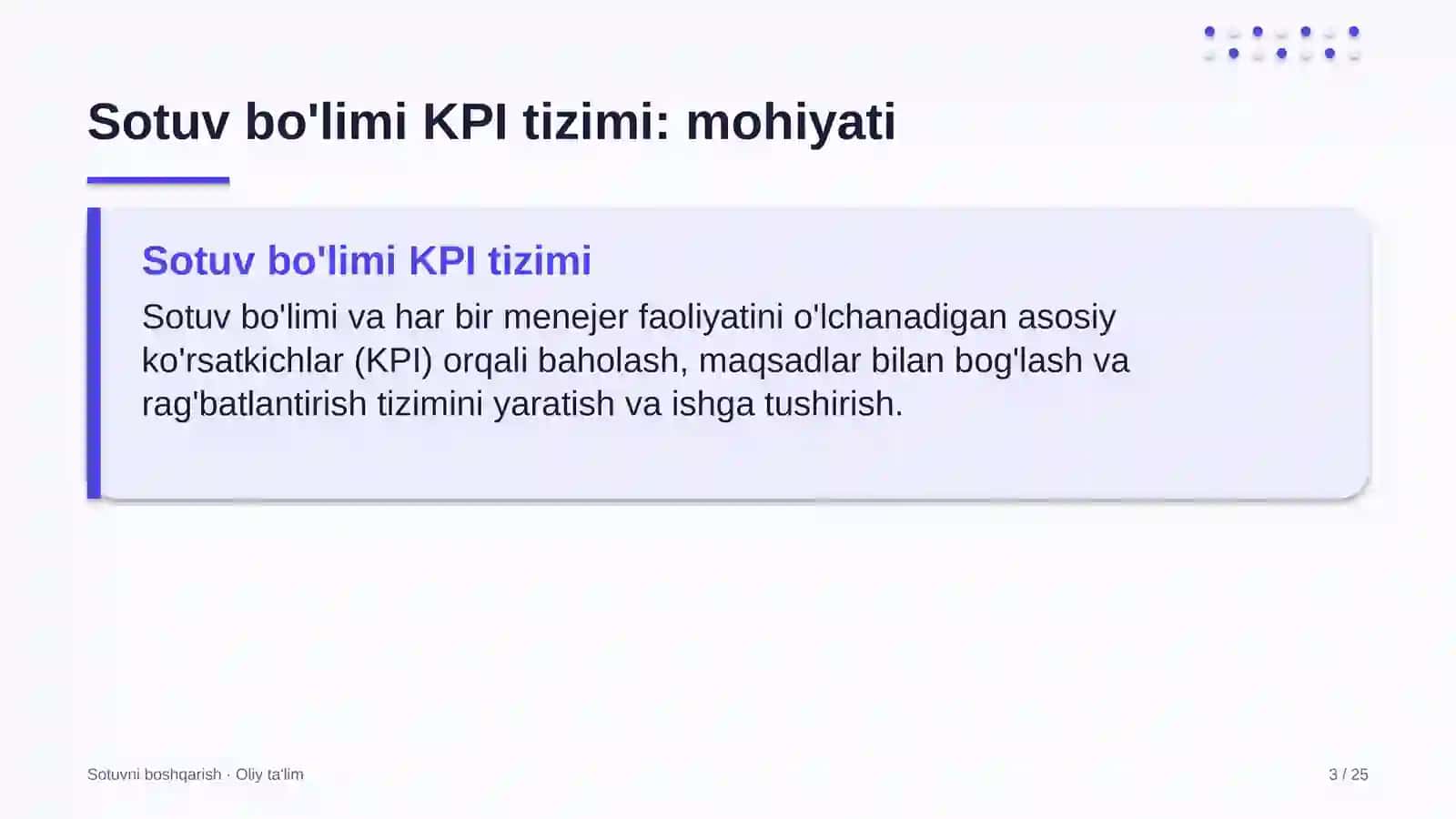 Lift xo'jaligida sotuv bo'limi KPI tizimini joriy etish 3