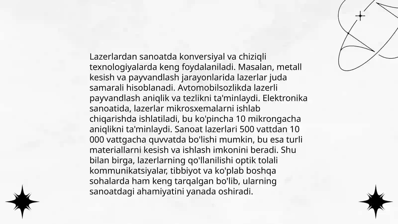 Lazerlarning fan va texnikada qoʻllanilishi 3