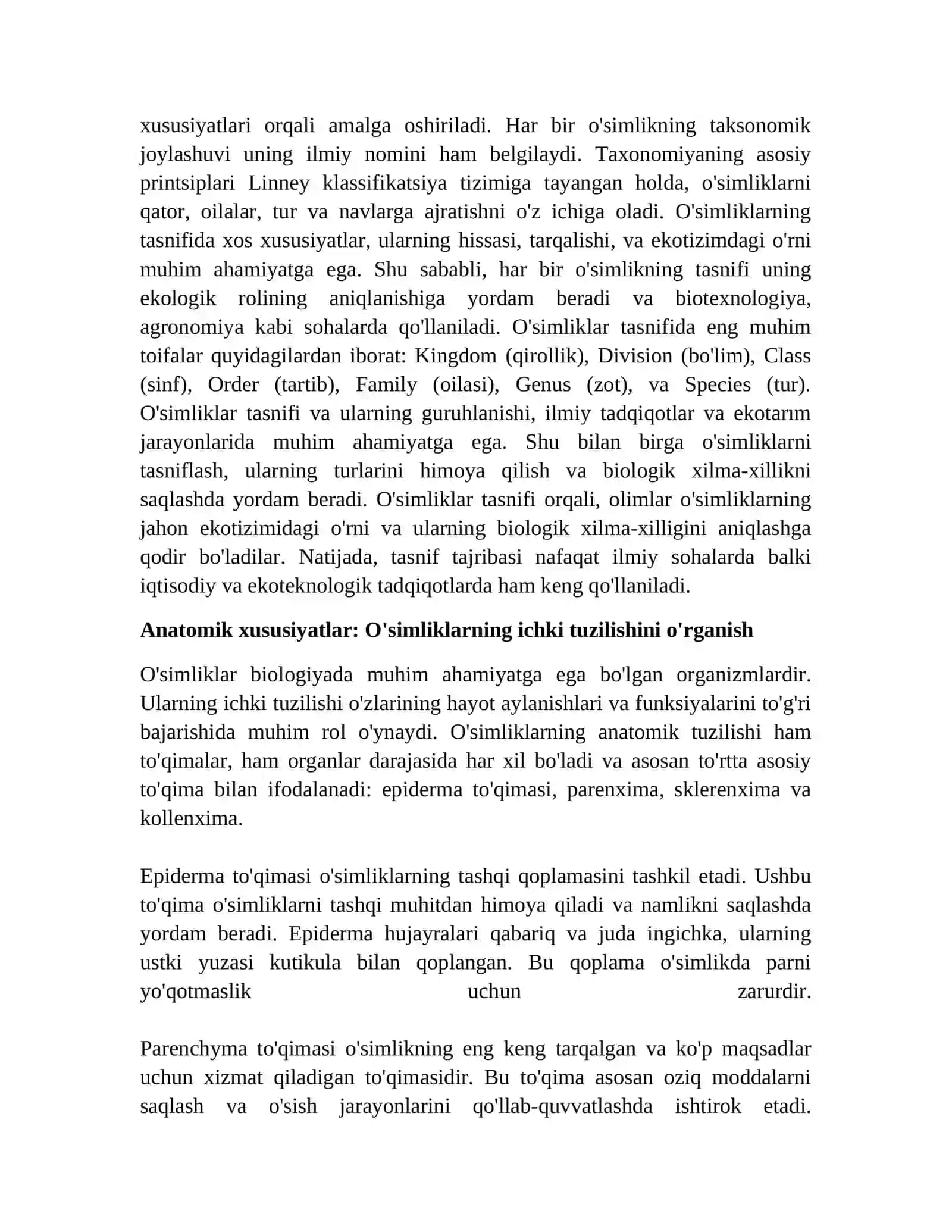 Bir urugʻ pallali oʻsimliklar sinfining umumiy harakterikasi 3