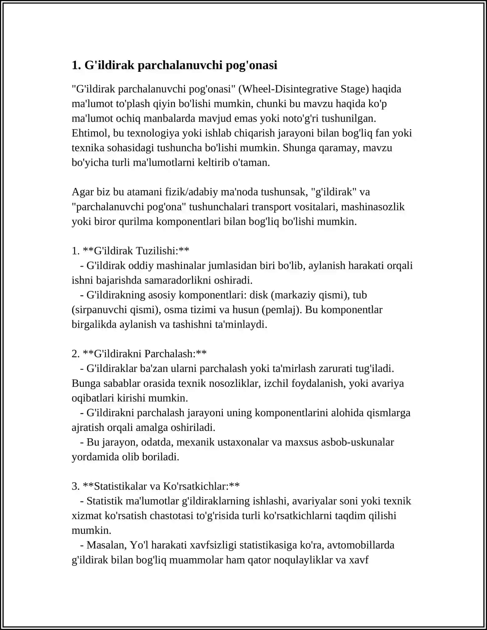 MUSTAQIL ISH Mavzu: TRANSMISSIYANING AVTOMOBIL DINAMIKASIGA TAʼSIRI 3