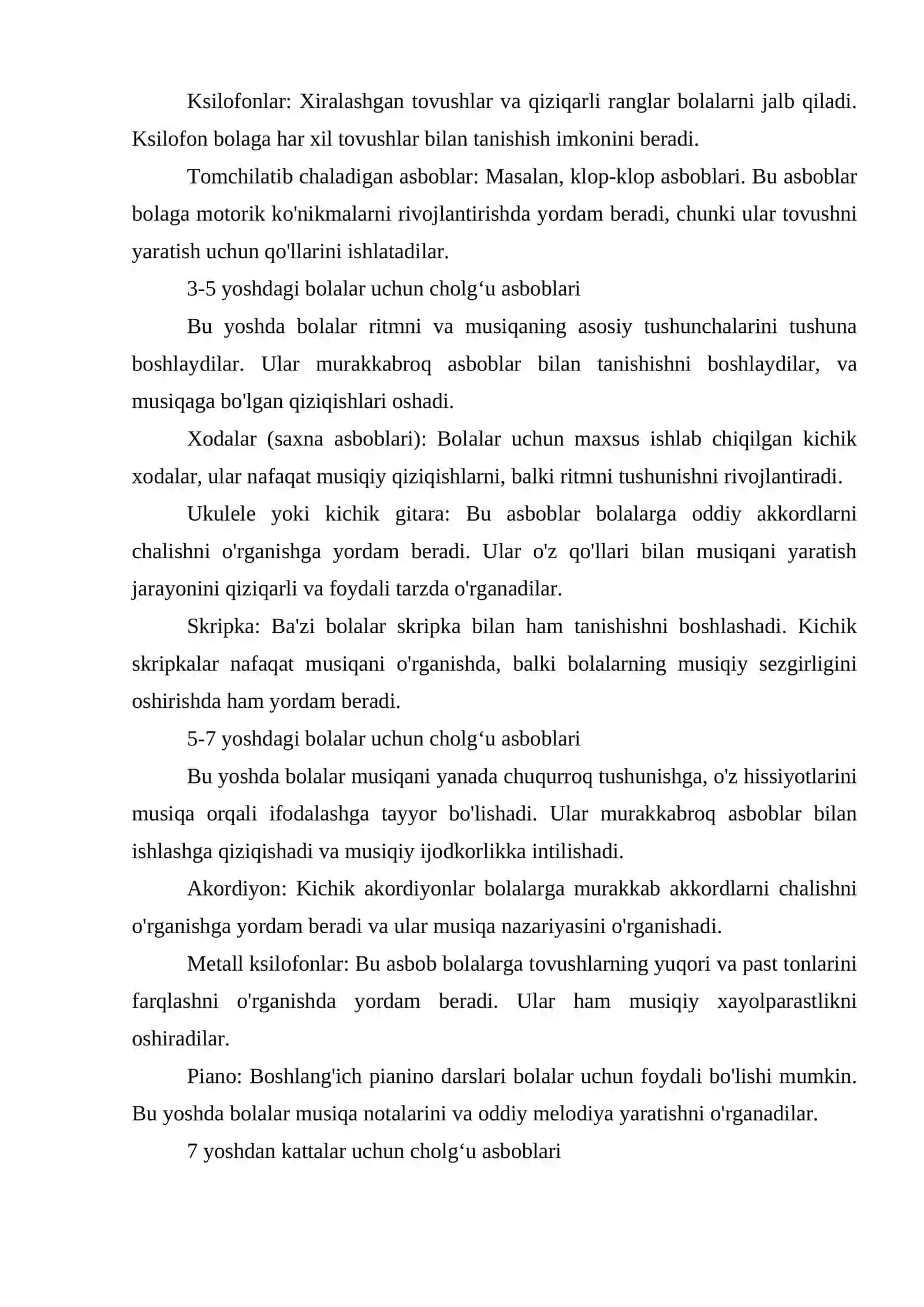 Turli yosh gurux bolalarining bolalar cholgʻu asboblari 3