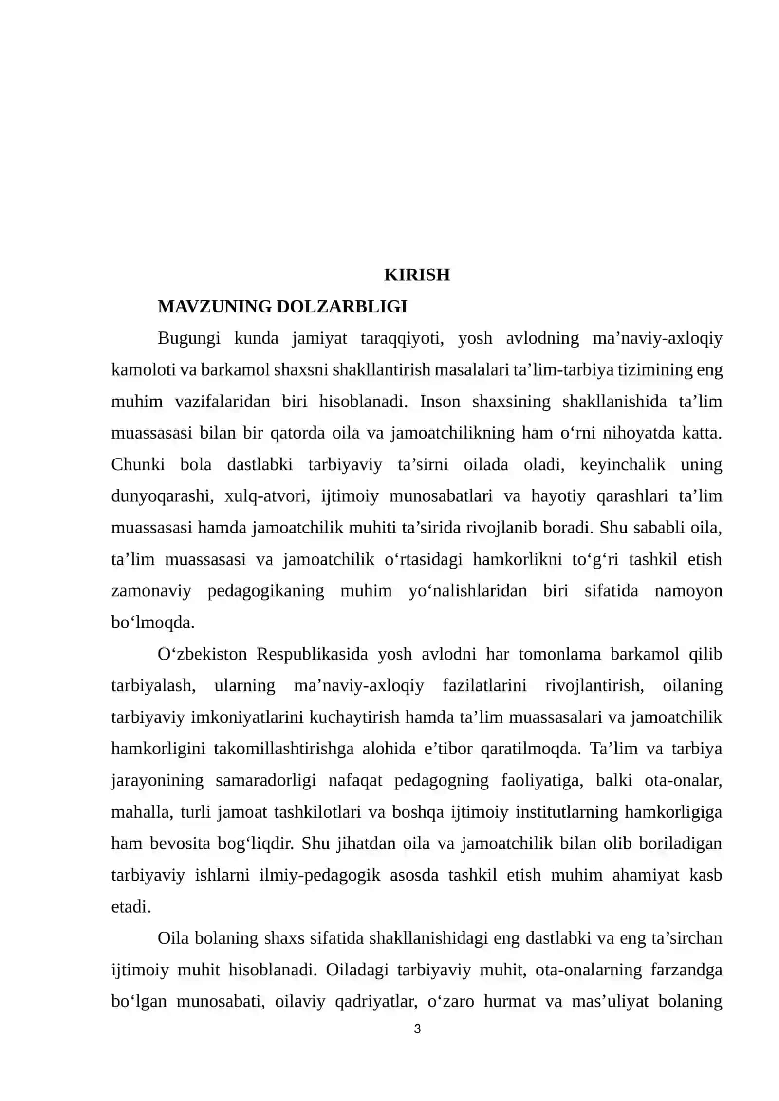 Oila va jamoatchilik bilan olib boriladigan tarbiyaviy ishlar metodikasi. 3