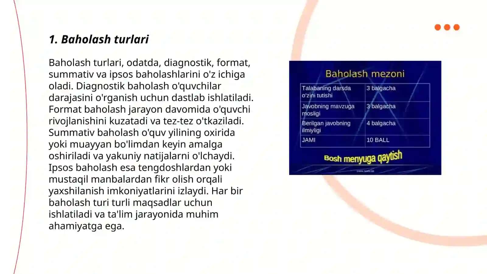Baholash turlari 3