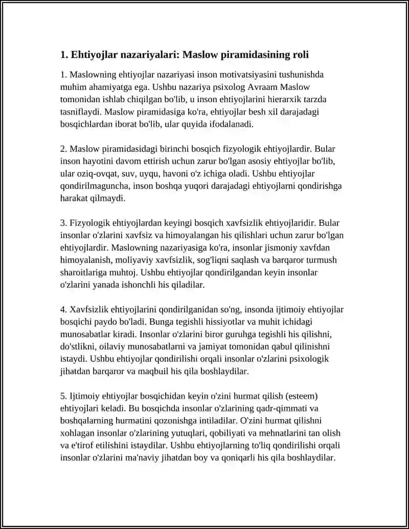 EHTIYOJ, MOTIVATSIYA, HIS-TUYG‘U 3