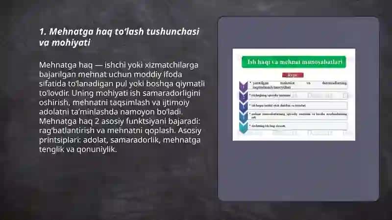 Mehnatga haq toʻlash tushunchasi,tizimlari va shakllari 3