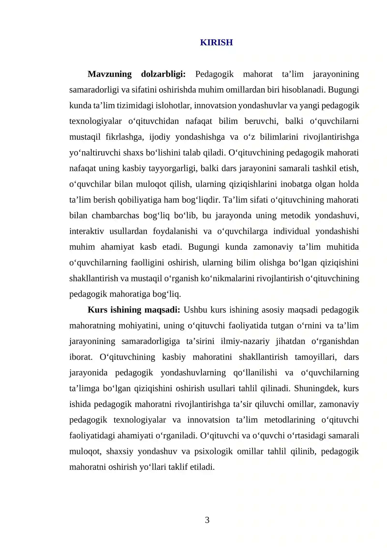 PEDAGOGIK MAHORAT VA UNING OʻQITUVCHI FAOLIYATIDA TUTGAN OʻRNI 3