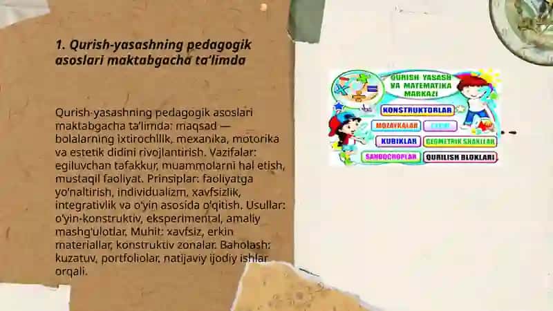 Qurish‑yasashning pedagogik asoslari maktabgacha taʼlimda 3