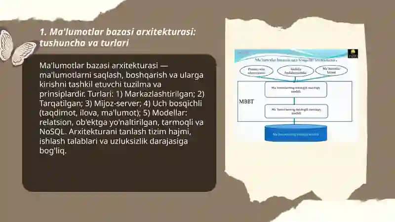 Malumot bazasining arxitekturasi va uch bosqichli arxitektura 3