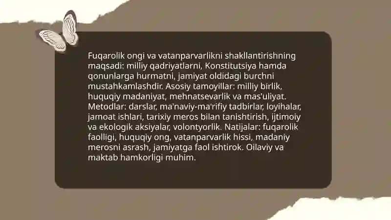 Fuqarolik tarbiyasi. Oʻquvchilarning yuksak ma'naviy axloqiy tarbiyasi 3