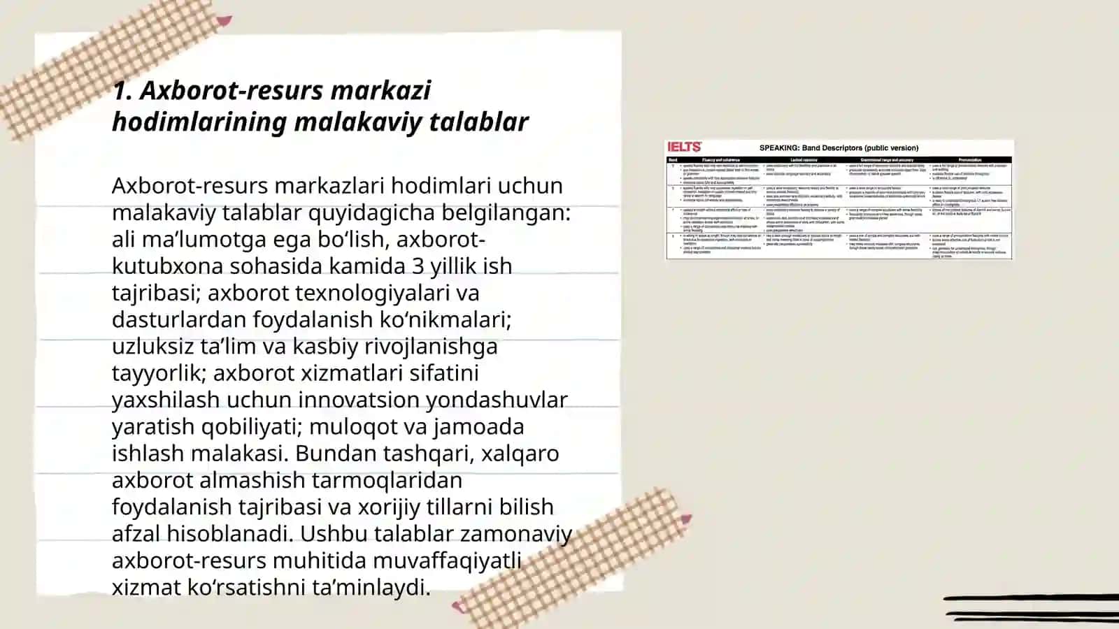 Axborot-resurs markazi hodimlariga qo'yiladigan talablar 3