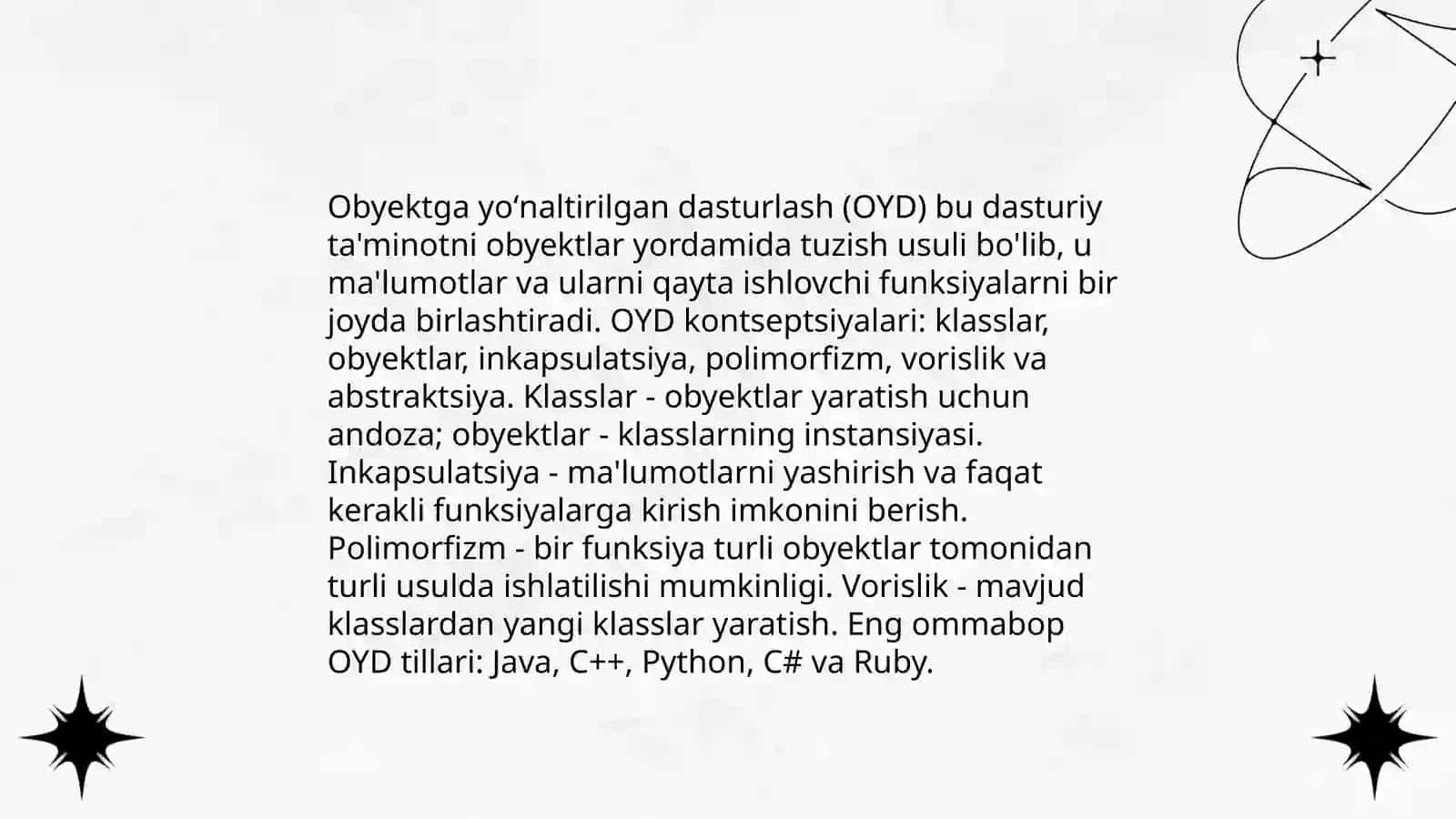 Obyektga yoʻnaltirilgan dasturlash Paradegma 3