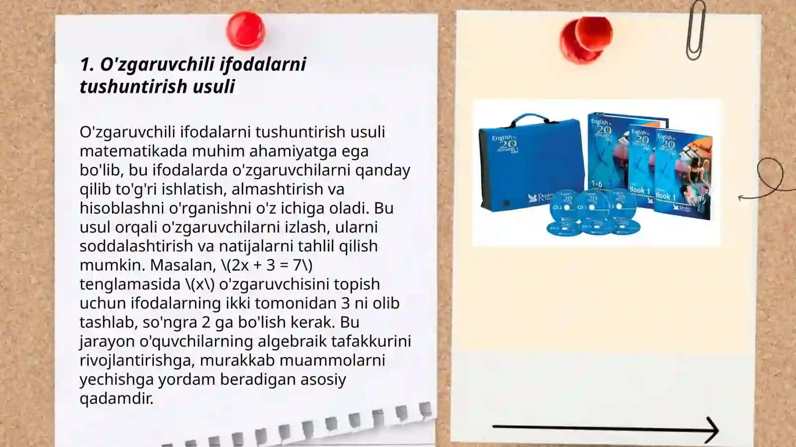 O'zgaruvchili ifodalarni tushuntirish usuli 3
