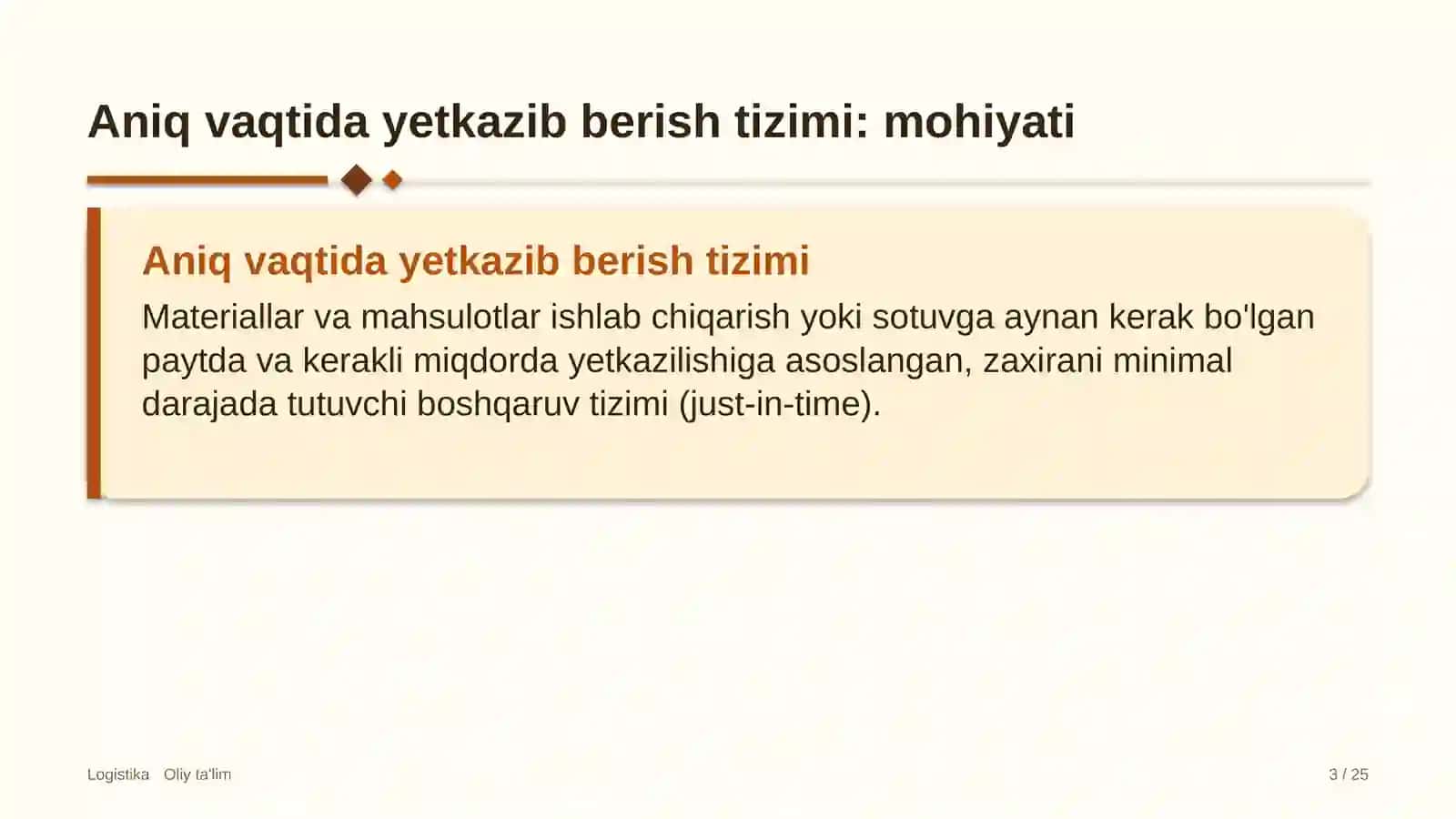 Butik-mehmonxonalarda aniq vaqtida yetkazib berish tizimi 3