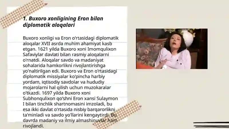 Oʻrta Osiyo xonliklarining qoʻshni davlatlar bilan diplomatik va savdo iqtisodiy munosabatlari XVI-XXasrlar 3