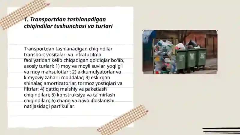 Transportdan tashlanadigan chiqindilarini tekshirish 3