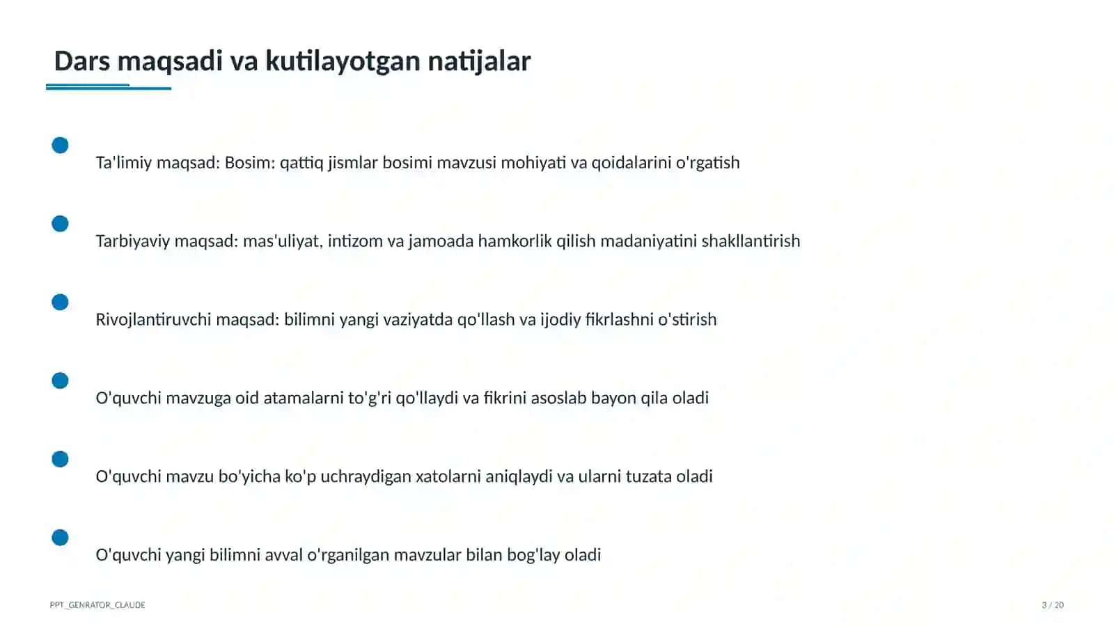 Bosim: qattiq jismlar bosimi (6-sinf) 3