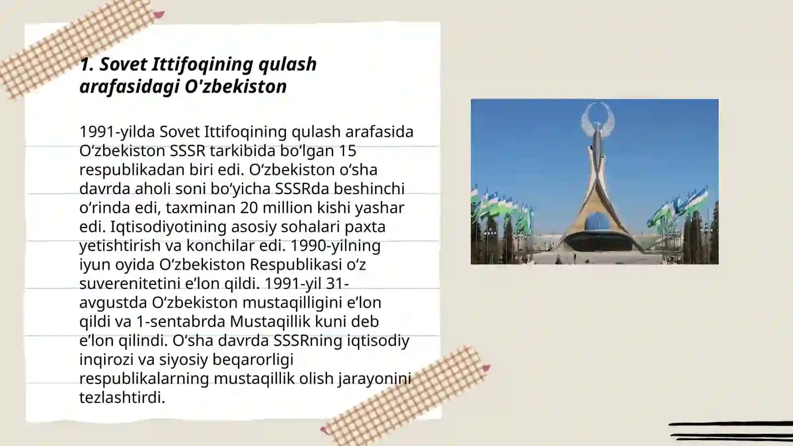 Mustaqillikka erishish arafasidagi O'zbekistondagi ijtimoiy -siyosiy jarayonlar 3