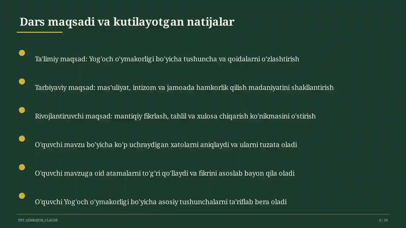Yog'och o'ymakorligi (7-sinf) 3